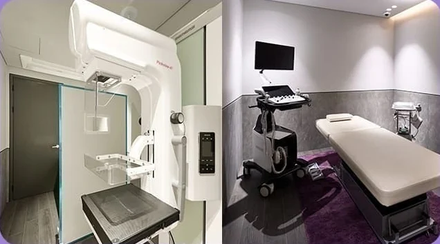 2F Trung tâm tầm soát tuyến vú — máy chụp nhũ ảnh và phòng siêu âm